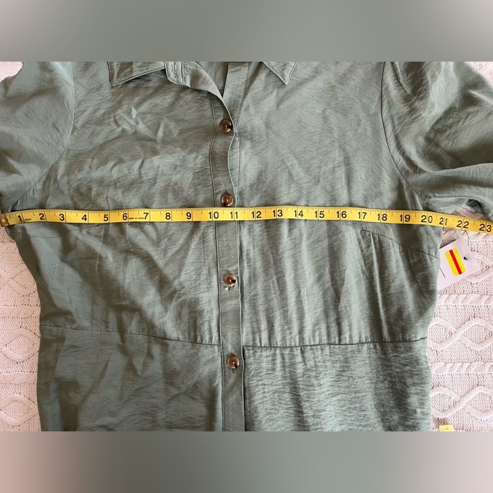 New! Nine West Button-Front Sage Green Long Shirt Dress Women’s Size Large - Picture 16 of 16